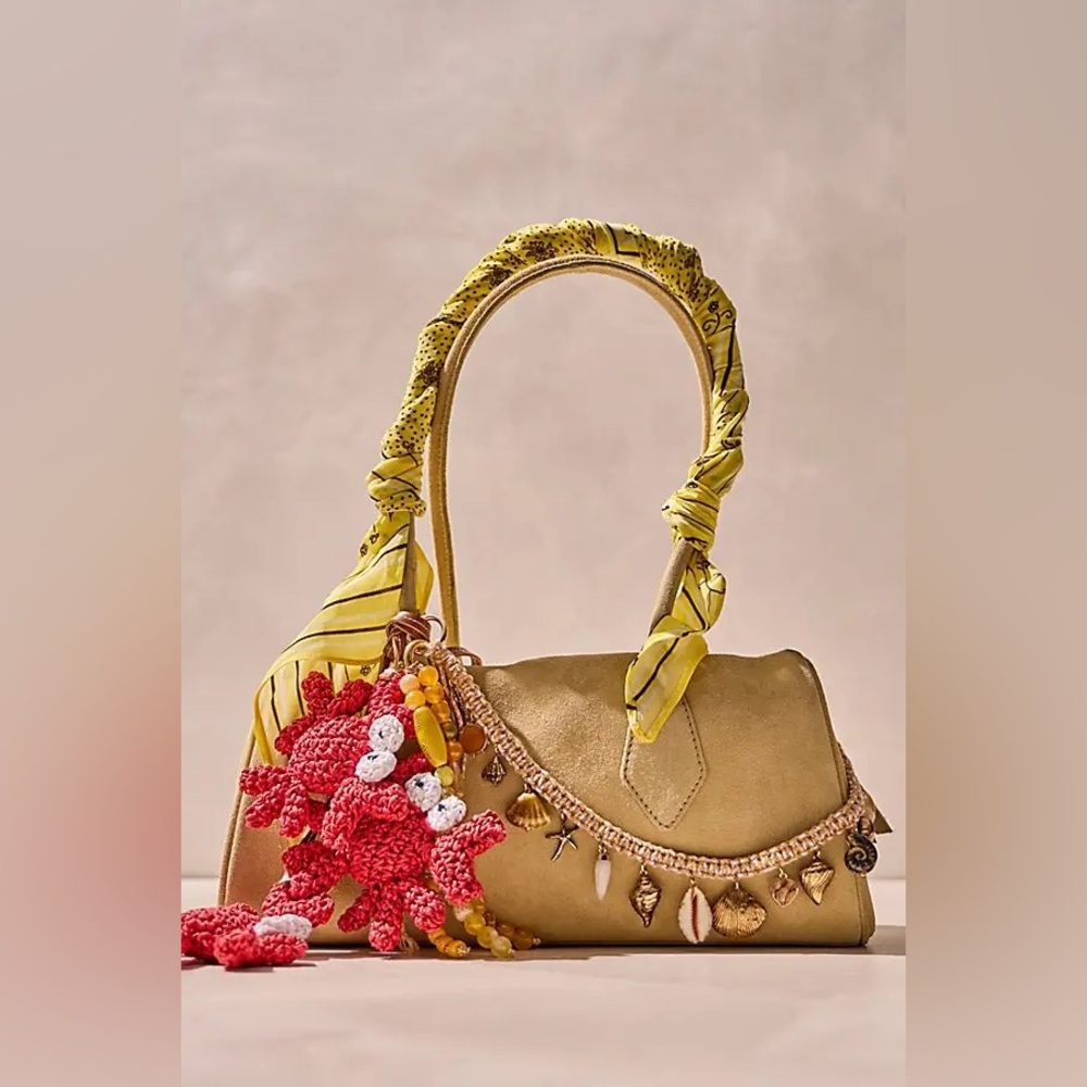 NWT FREE PEOPLE Sierra Suede Shoulder Bag | Whipped Butter/Canary MSRP $78